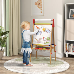 English Elm Qaba Wooden Kids Easel 3-in-1 Double-Sided Chalkboard & Whiteboard with Paper Roll, Adjustable Height W2225P249779