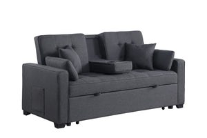 English Elm Corrado Woven Fabric Sleeper Loveseat with Console Cup Holders and Charging Ports B2749S00244