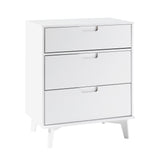 3-Drawer Groove Handle Solid Wood Dresser White BR3DSLDRWH-T Walker Edison