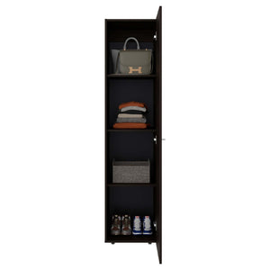 English Elm Wenge Finish Slim Four Shelf Storage Cabinet for Bedroom Hallway or Tight Spaces B062P483763