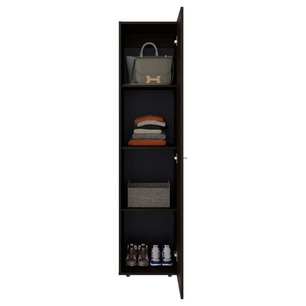 English Elm Wenge Finish Slim Four Shelf Storage Cabinet for Bedroom Hallway or Tight Spaces B062P483763