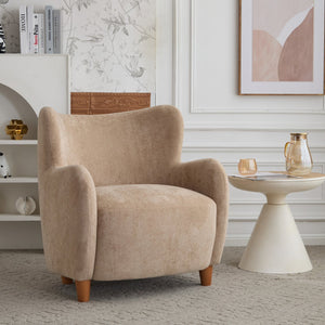 English Elm Christopher Knight Home® - Lucia Velvet Wingback Armchair with Pocket Spring Cushion, Mid-Century Birch Legs, Luxe Comfort Camel 31.5 L x 30.75 W x 30.5 H N776P205426M