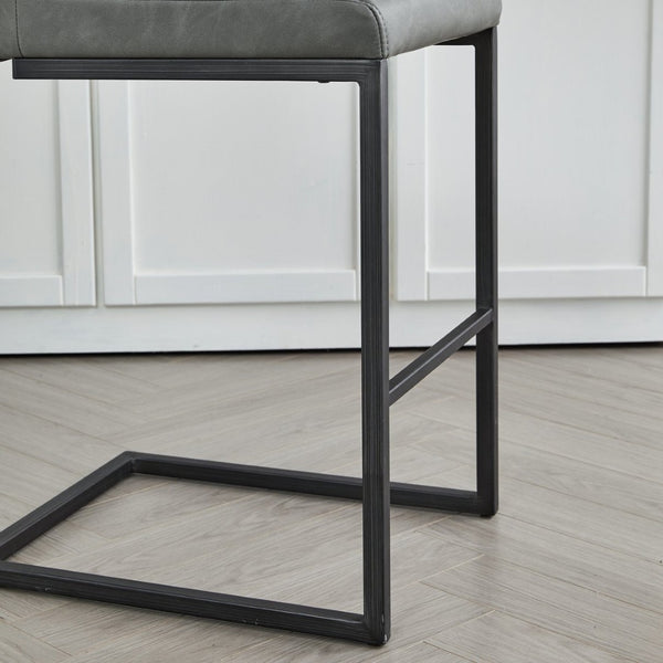 English Elm Faux Leather Counter Stools Set of Two Ergonomic Curved Back Metal Frame Kitchen Seating W5096P400639