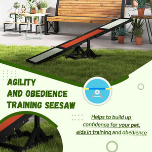 English Elm Pawhut Wooden Dog Agility Seesaw - Durable Outdoor Training Toy For Balance & Confidence Building Fun W2225P200471-GIGA