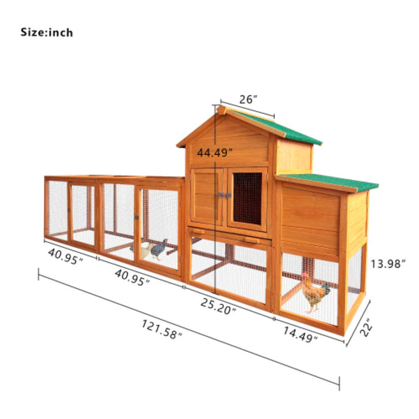 English Elm Chicken Coop Fir Wood Backyard Enclosure with Nesting Box Asphalt Roof and Bolt Locks W3166P484898