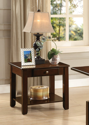 English Elm Contemporary Chairside Table with Open Shelf and Deep Finish for Living Room Style and Functionality Cherry 30.75 L x 25 W x 8 H B011P297481