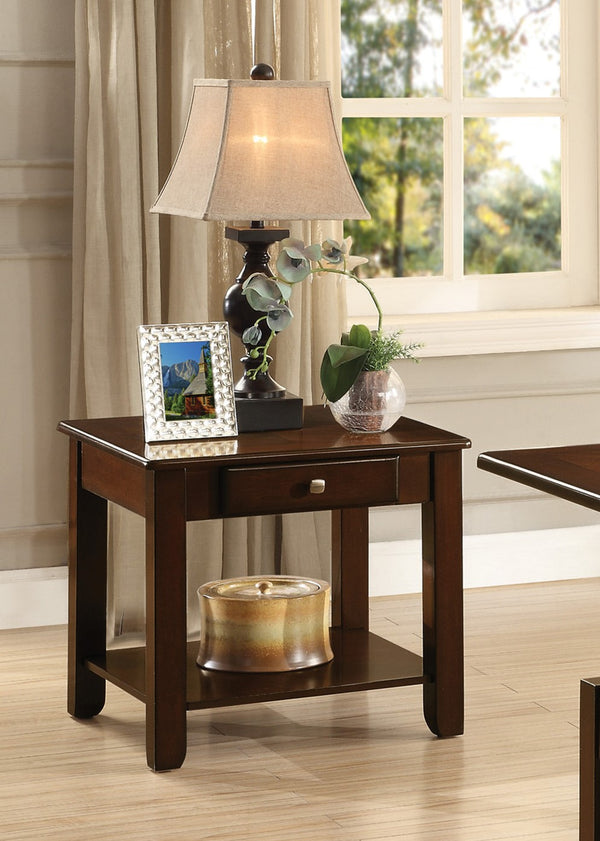 English Elm Contemporary Chairside Table with Open Shelf and Deep Finish for Living Room Style and Functionality Cherry 30.75 L x 25 W x 8 H B011P297481