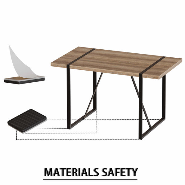 English Elm 55" Modern Mdf Wood Dining Table & 4 Saddle Leather Chairs Set - Eco-Friendly, Stylish & Durable! W2189S00712