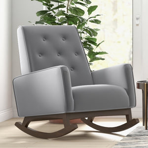 English Elm Ashcroft Furniture - Premium Demetrius Light Grey Fabric Rocking Chair with Solid Wood Frame, Stain-Resistant Comfort for Nursery, Living Room, Reading (Supports 300 lbs) B183P231989