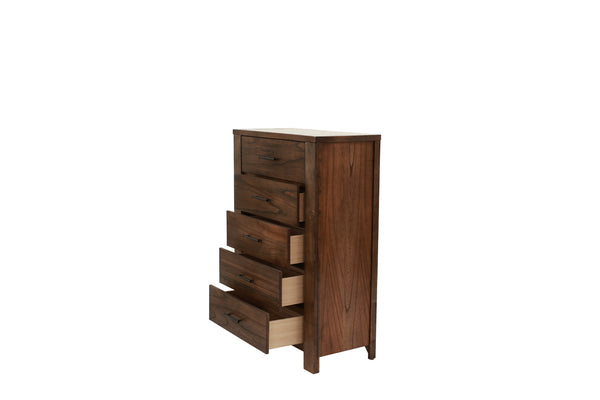 English Elm Oak 5-Drawer Chest of Drawers 34"x17"x49"H – Oak Veneer Bedroom Storage, Contemporary Wood Finish B011P244398