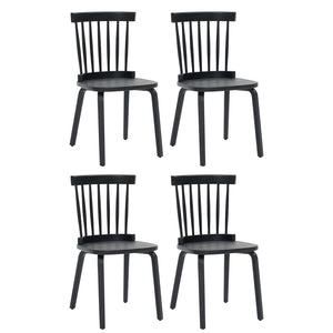 English Elm Windsor Dining Chairs Set Of 4, Ergonomic Spindle Back, Black Wood For Farmhouse & Modern Décor W2069P293308-GIGA