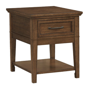 English Elm 1pc Walnut Birch Veneer End Table Dovetail Drawer Open Shelf Transitional Living Room B011P459336