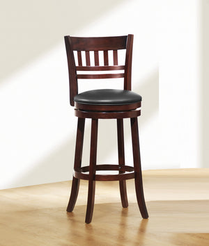 English Elm 360-Degree Swivel Bar Chair In Dark Cherry Finish - Solid Wood, Comfortable Footrest, Pub Height B011P220992