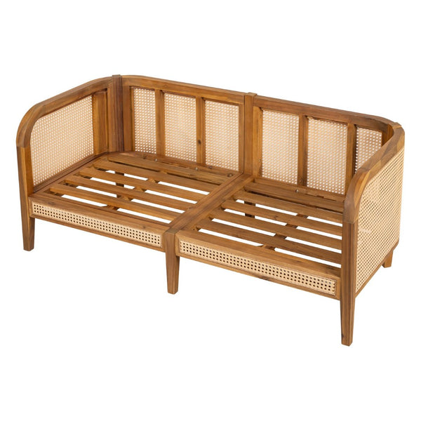 English Elm Kirkby Acacia Wood Rattan 3 Piece Outdoor Chat Set with Cushioned Club Chairs KIRKBY 3PCS CHAT SET