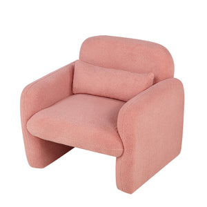 English Elm Stylish Teddy Fleece Single Sofa Chair with Arms and Pillow, Cozy Accent Armchair for Living Room Pink 30 L x 24.75 W x 24 H W1716P196472