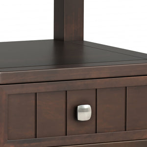 English Elm Acadian Handcrafted Solid Wood End Table In Rich Brunette Brown With Drawer & Open Shelf Storage B136P203471