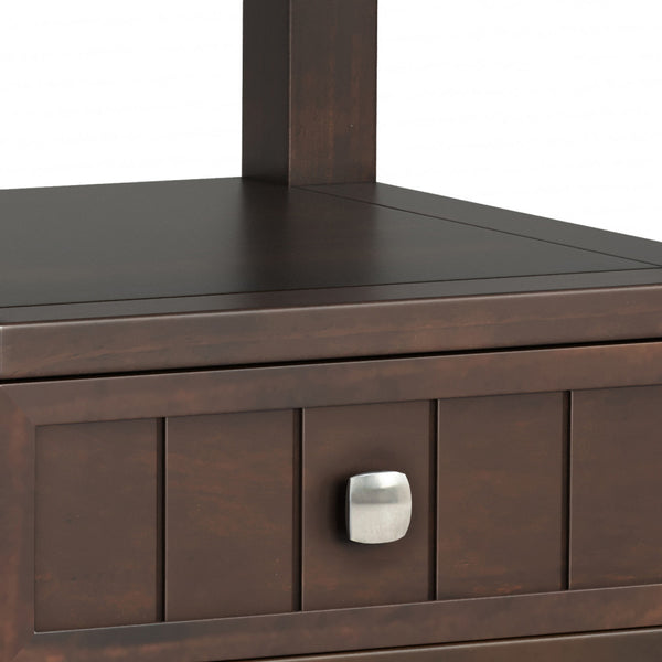 English Elm Acadian Handcrafted Solid Wood End Table In Rich Brunette Brown With Drawer & Open Shelf Storage B136P203471