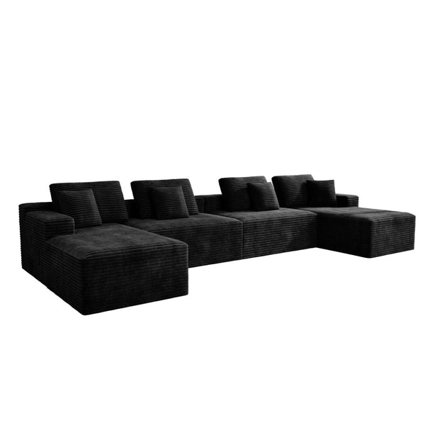 English Elm 165.3*68.9"modular Sectional Sofa 8 Piece Plush Corduroy No Assembly Living Room W3819S00158
