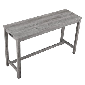 English Elm Bar Bar Table Set with Power Outlet and 4 Chairs, Industrial MDF Top, Solid Wood Seats, Durable Design Gray W487P339352