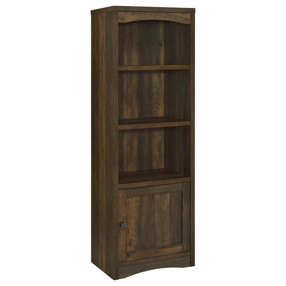 English Elm Stott Dark Pine Media Tower with Adjustable Shelves and Display Space, 70.75" Tall Brown Storage Unit B062P299839