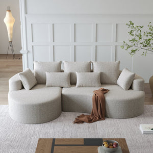 English Elm Modern Chenille Cloud Sectional Sofa Oversized 4 Seat Curved Couch for Living Room W834S00484