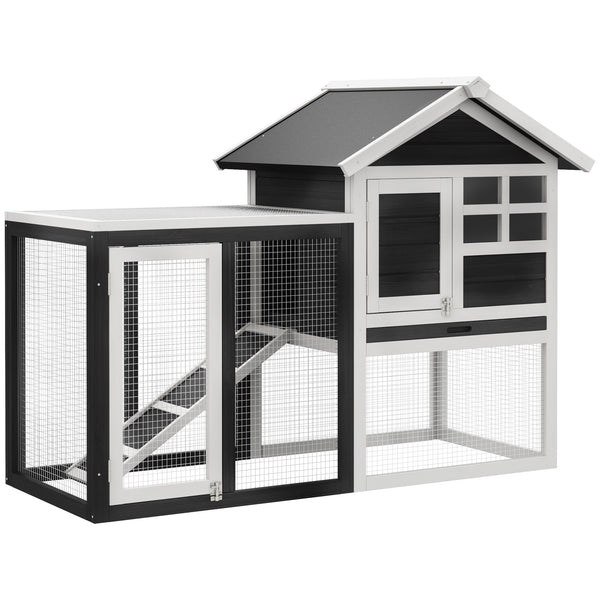English Elm PawHut Heavy Duty 43" Steel Dog Crate with Wheels, Removable Tray, Top Access & Foldable Bowl Holder Grey+White W2225P217668
