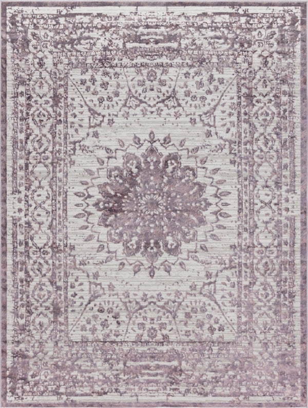 Unique Loom Aberdeen Derbyshire Machine Made Medallion Rug Violet, Ivory/Beige 9' 0" x 12' 0"