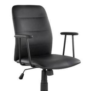 English Elm Office Chair with Faux Leather Upholstery Pneumatic Swivel Seat for Modern Workspaces Black B202P474194