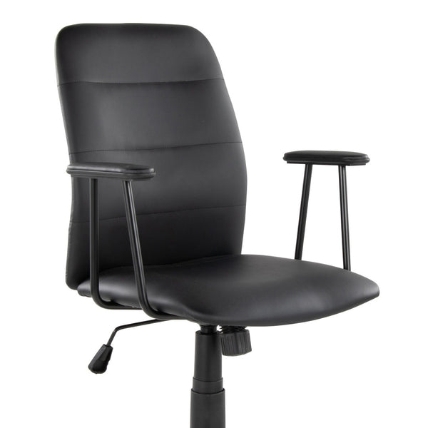 English Elm Office Chair with Faux Leather Upholstery Pneumatic Swivel Seat for Modern Workspaces Black B202P474194