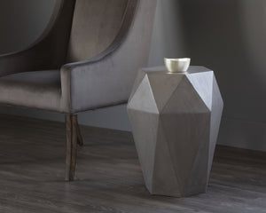 Sunpan Constance Geometric Concrete End Table – Urban Industrial Design for Indoor & Covered Outdoor Spaces