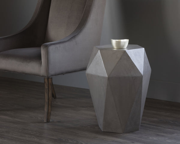 Sunpan Constance Geometric Concrete End Table – Urban Industrial Design for Indoor & Covered Outdoor Spaces