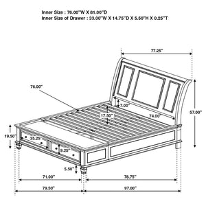 English Elm Pierce Eastern King Platform Bed with Led Headboard and Italian Gloss Finish B062S01803