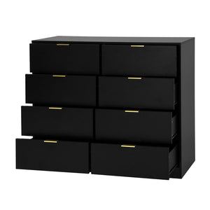 English Elm 8 Dresser with 8 Drawers Tall Chest for Bedroom — Spacious, Sturdy Particleboard Storage, Anti-Tip Design and Smooth Glides Black W409P307592