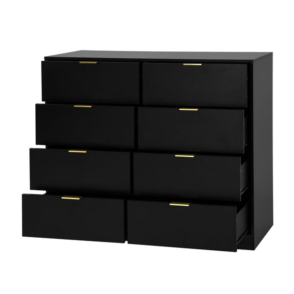 English Elm 8 Dresser with 8 Drawers Tall Chest for Bedroom — Spacious, Sturdy Particleboard Storage, Anti-Tip Design and Smooth Glides Black W409P307592