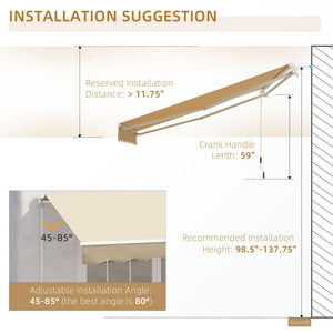 English Elm Outsunny 10' X 8' Manual Crank Retractable Awning - Uv & Water-Resistant Patio Shade For Decks & Balconies W2225P200942-GIGA