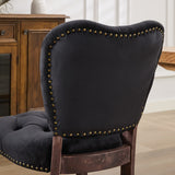 English Elm French Vintage Tufted Upholstered Fabric Dining Chair,Set Of 2,Black,Sw1869Bk