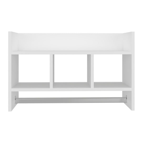 English Elm Dell Four Shelf Wall Mounted Bathroom Organizer with Towel Bar in White Melamine B097P407596