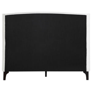 English Elm Theodore Boucle Wingback Queen Bed Sculptural Upholstered Frame for Modern Bedrooms B062S01637
