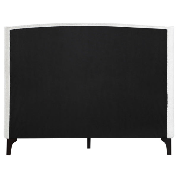 English Elm Theodore Boucle Wingback Queen Bed Sculptural Upholstered Frame for Modern Bedrooms B062S01637