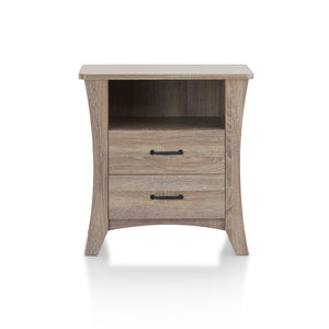 English Elm Colt Rustic Natural Finish Accent Table with 2 Drawers & Open Shelf, Wooden Tapered Legs, 40lb Top B2726P272963