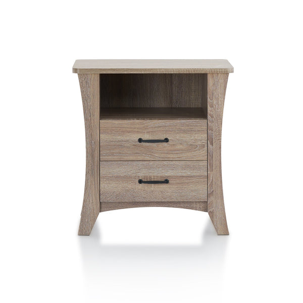 English Elm Colt Rustic Natural Finish Accent Table with 2 Drawers & Open Shelf, Wooden Tapered Legs, 40lb Top B2726P272963