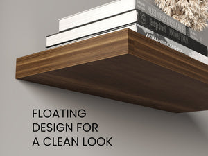 English Elm Ecco 31.5" Walnut Floating Shelves Set of 2 with Hidden Brackets, Sturdy Matte Finish Display Storage B200P350337