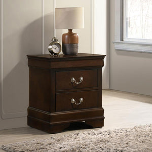 English Elm MDF Nightstand with 2 Drawers — Classic Wood Veneer Nightstand with Metallic Hardware and Tapered Legs Cappuccino B016P254522