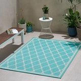 Christopher Knight Home® - Noble House - Eutropia 5'3" X 7' Indoor Area Rug, Teal and Ivory