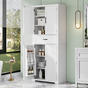 English Elm Christopher Knight Home® - Bathroom Storage Cabinet with Doors Drawer and Adjustable Shelves — MDF Build, Anti-Tip Safety, Modern Appeal White N759P241667K