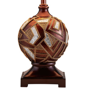 English Elm 29.75" Luxurious Polyresin Table Lamp with Polymosaic Geometric Brown Mirror & Gold Trim Accents B072116204