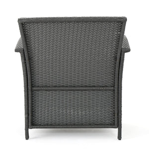 English Elm Christopher Knight Home® - ST LUCIA CHAIR Stylish PE Rattan Patio Seat with Iron Frame, Waterproof Fabric, Compact 28.25x25.5x17 Grey 54676.00GRY