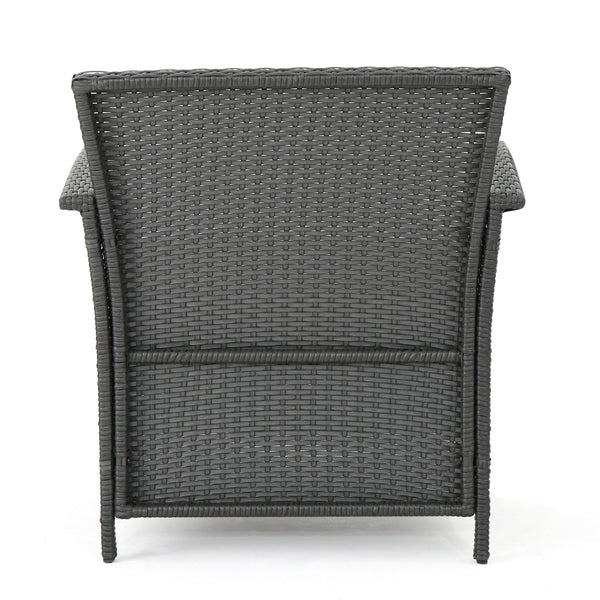English Elm Christopher Knight Home® - ST LUCIA CHAIR Stylish PE Rattan Patio Seat with Iron Frame, Waterproof Fabric, Compact 28.25x25.5x17 Grey 54676.00GRY