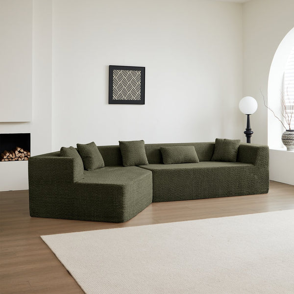 English Elm 127.5'' Modern Minimalist Sectional Cloud Couch with Deep Foam Comfort, Modular Design, No Assembly Needed Emerald W848S00044