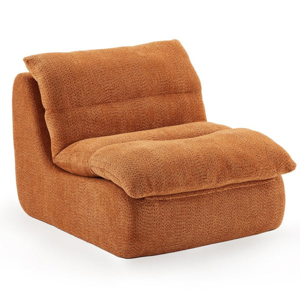 English Elm Upholstered Cocoon Accent Chair Ergonomic Curved Frame Soft Breathable Fabric Lounge Seat Orange T3623P434429